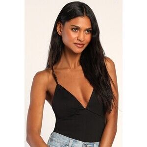 Lulus Automatic Allure Black Backless Bodysuit - Size S